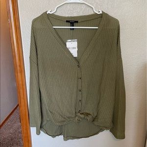 Olive button up top